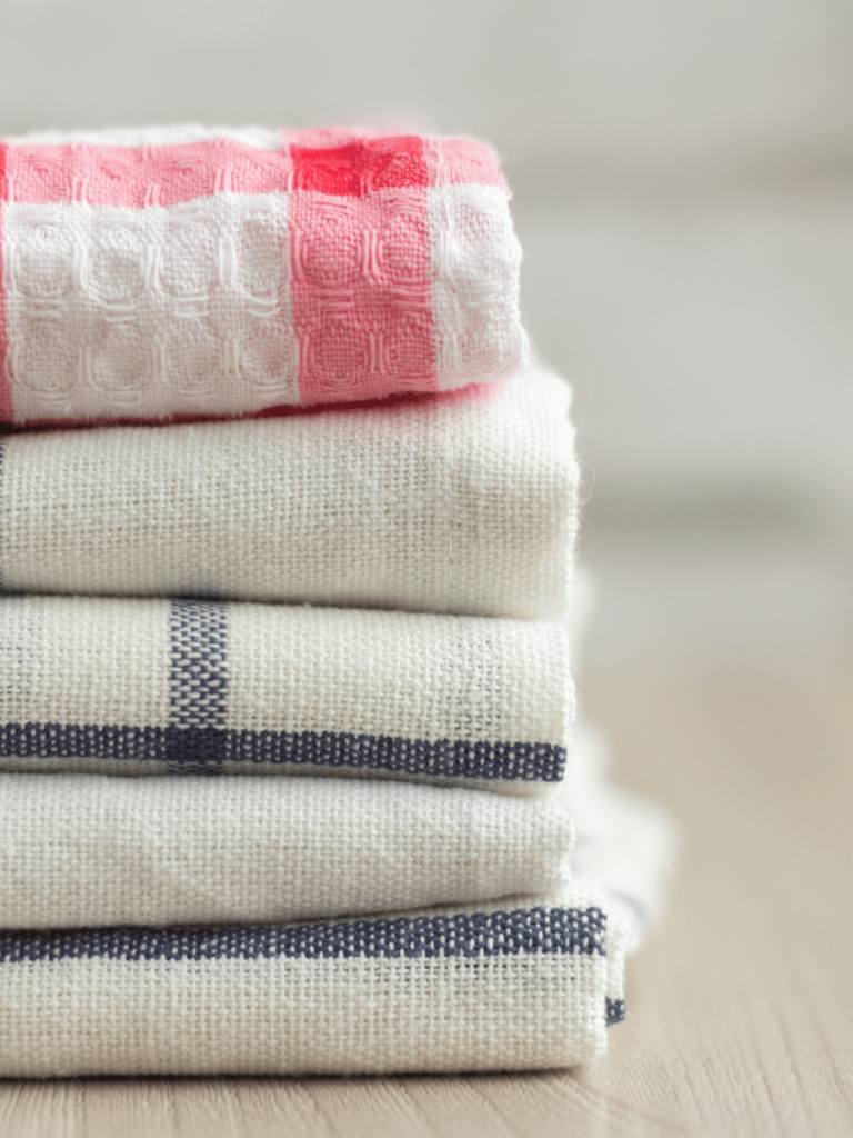 stack of reusable kitchen towels.
